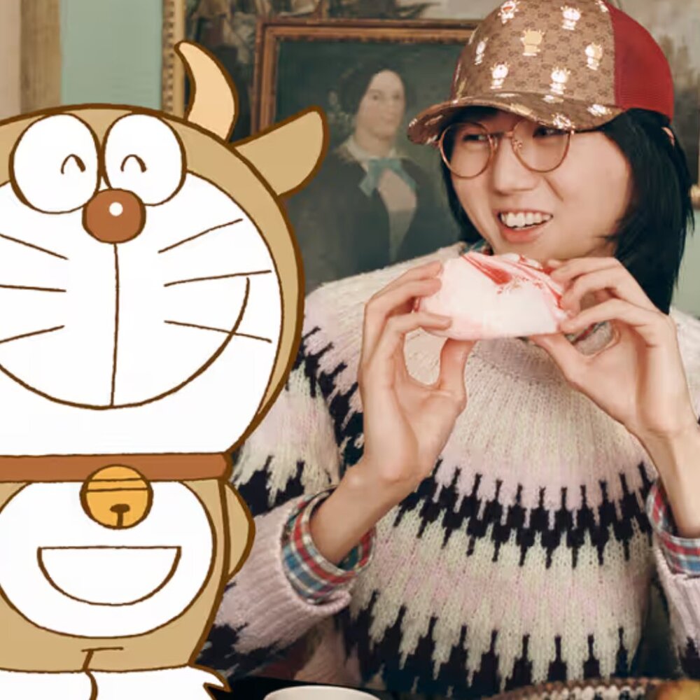 GUCCI X DORAEMON MEN'S LIMITED EDITION BROWN/BURGUNDY BASEBALL HAT - Picture 5 of 11